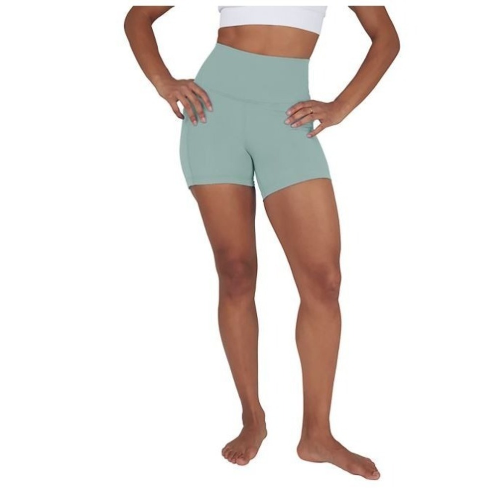 RBX Active Women's Ultra Hold High Ribbed Waist 5-Inch Bike Shorts Jade Green XS
